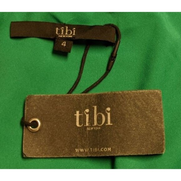 NWT~TIBI 100% Silk Teal Green w/Blue Design One-Shoulder Party Occasion Dress  4 - Picture 11 of 11